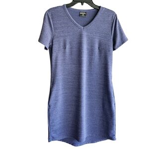 32 DEGREES Cool Women's Short Sleeve V neck Knit Dress, Size Small, Blue